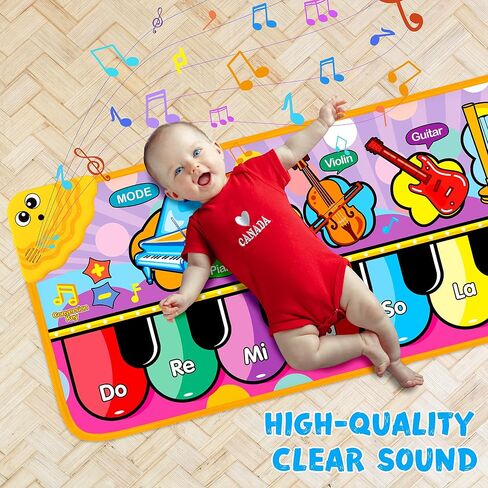 Kids Musical Piano Mats with 25 Music Sounds,Musical Toys Baby Floor Piano Keyboard Mat Carpet Animal Blanket Touch Playmat Early Education Toys for 1 2 3 4 5 6+ Year Girls Boys Toddlers in Saudi Arabia