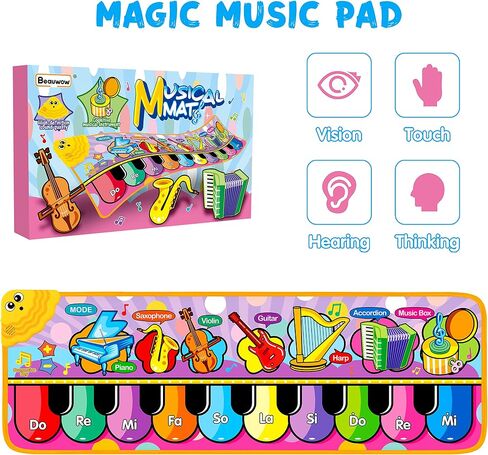 Kids Musical Piano Mats with 25 Music Sounds,Musical Toys Baby Floor Piano Keyboard Mat Carpet Animal Blanket Touch Playmat Early Education Toys for 1 2 3 4 5 6+ Year Girls Boys Toddlers in Saudi Arabia