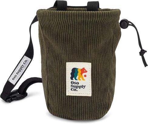 Vintage Corduroy Climbing Chalk Bag for Rock Climbing & Bouldering with Zipper Pocket, Brush Loop & Adjustable Belt - Perfect Gear for Indoor Gym and Outdoors in Kuwait