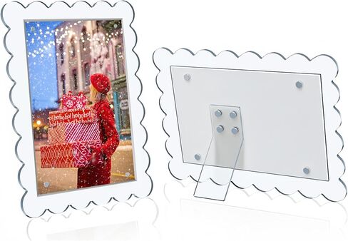 1 PACK 4 x 6 Picture Frame，Wavy Edge Photo Frame with Removable Magnetic Stand, Magnetic Picture Frames for Refrigerator or Desk in Saudi Arabia
