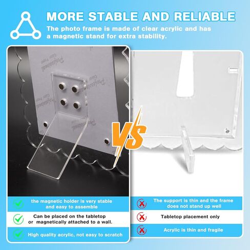 1 PACK 4 x 6 Picture Frame，Wavy Edge Photo Frame with Removable Magnetic Stand, Magnetic Picture Frames for Refrigerator or Desk in Saudi Arabia