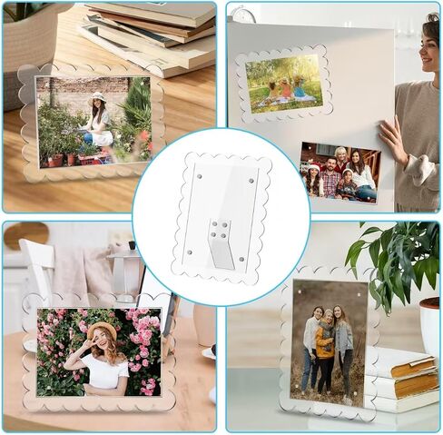 1 PACK 4 x 6 Picture Frame，Wavy Edge Photo Frame with Removable Magnetic Stand, Magnetic Picture Frames for Refrigerator or Desk in Saudi Arabia