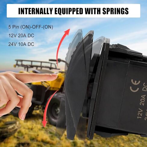 مفتاح الروك 5 دبوس (ON)-Off-(ON)، 308-1062 مفتاح تشغيل عن بعد متوافق مع Onan لمولدات البنزين Cummins، مضاء بضوء مؤشر، مع خط 5 دبابيس in Kuwait