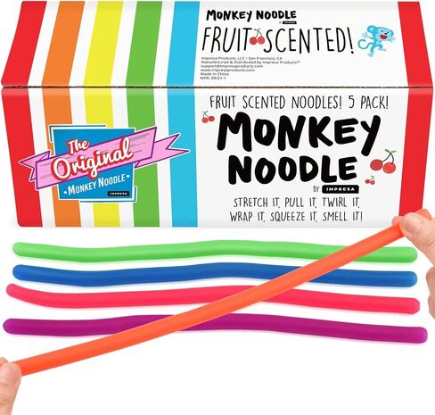 Impresa - 5 Pack Original Stretchy Fidget Sensory Toys for Kids and Adults - Monkey Noodles - Stretches from 12 Inches to 8 Feet (BPA/Phthalate/Latex-Free) in Saudi Arabia