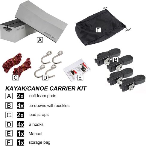 AQUARM Universal Kayak Carrier Kit Kayak Foam Blocks for Roof Soft Standard Replacement Car Top Roof Racks Pads with Tie-Downs, 12 inch in Saudi Arabia