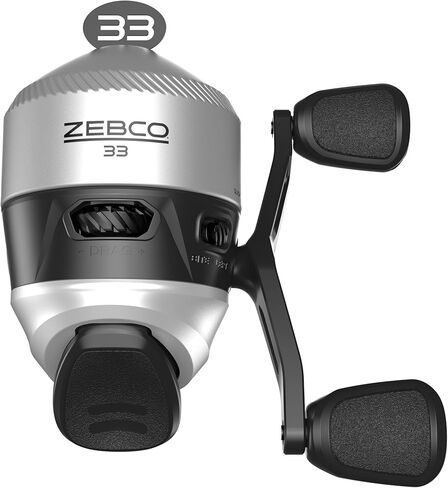 بكرة صيد Zebco 33 Platinum Spincast، مقاس 30 بكرة، استرجاع لليد اليمنى أو اليسرى، نسبة تروس 4.7:1، ملفوفة مسبقًا بخط Zebco Cajun بوزن 10 رطل، فضي in Kuwait