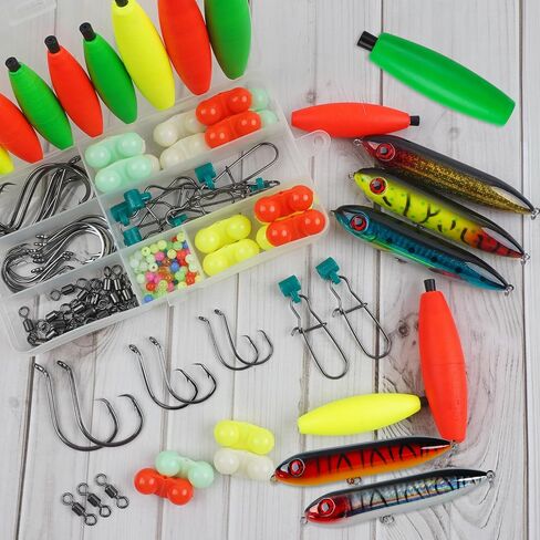 Catfishing Tackle Making Kit Catfish Rig Accessories, 110/148pcs Santee Rig Catfishing Tackle with Catfish Floats Catfish Rattles Peg Floats Hooks Swivels Sinker Slides Catfishing Equipment in Kuwait