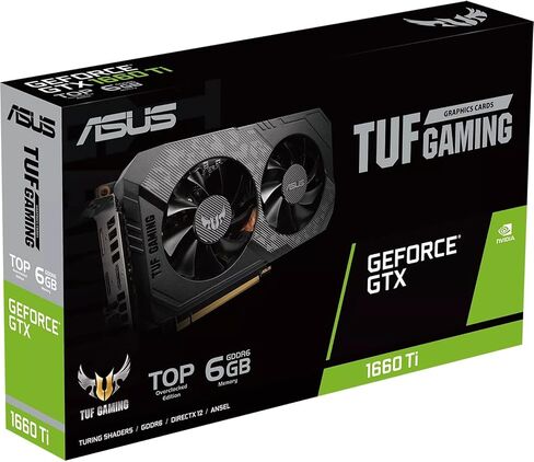 بطاقة رسومات ASUS TUF Gaming NVIDIA GeForce GTX 1660 Ti EVO TOP Edition (PCIe 3.0، 6GB GDDR6، سرعة ذاكرة 14 جيجابت في الثانية، HDMI 2.0b، DisplayPort 1.4، مادة تشحيم من الدرجة الفضائية، تصميم مضغوط، GPU Tweak II) in Saudi Arabia