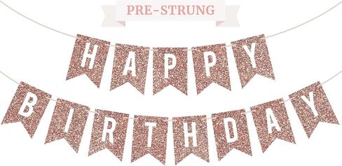 لافتة «Happy Birthday» مربوطة مسبقاً - لا يمكن صنعها بنفسك - لافتة ذهبية لامعة لحفلات اعياد الميلاد - اكليل مربوط مسبقًا على خيوط بطول 6 قدم - ديكورات وديكورات حفلات عيد الميلاد الذهبية. هل ذكرنا نو in Kuwait