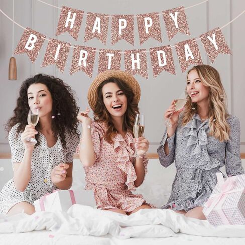 لافتة «Happy Birthday» مربوطة مسبقاً - لا يمكن صنعها بنفسك - لافتة ذهبية لامعة لحفلات اعياد الميلاد - اكليل مربوط مسبقًا على خيوط بطول 6 قدم - ديكورات وديكورات حفلات عيد الميلاد الذهبية. هل ذكرنا نو in Kuwait
