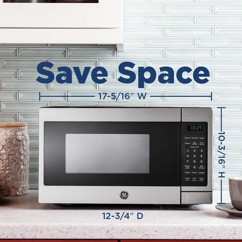 GE GCST07N1WSS Microwave Oven, 700-watt 6 Auto Cooking Settings, Child-Lock Technology, Kitchen Essentials for The Countertop, Dorm Room or Apartment, New 0.7 Cu. Ft, Stainless Steel in Saudi Arabia