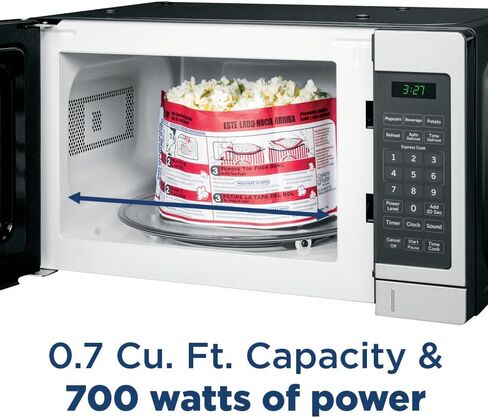 GE GCST07N1WSS Microwave Oven, 700-watt 6 Auto Cooking Settings, Child-Lock Technology, Kitchen Essentials for The Countertop, Dorm Room or Apartment, New 0.7 Cu. Ft, Stainless Steel in Saudi Arabia