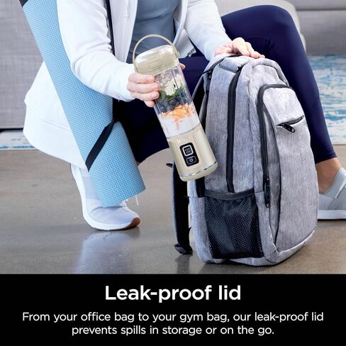 خلاط نينجا بلاست المحمول، لاسلكي، 18 أونصة. وعاء، خلاط شخصي للمخفوقات والعصائر، خالٍ من مادة BPA، غطاء مانع للتسرب وفوهة رشفة، قابل لإعادة الشحن عبر USB-C، أجزاء آمنة للغسل في غسالة الأطباق، أزرق دنيم، BC151ND in Kuwait