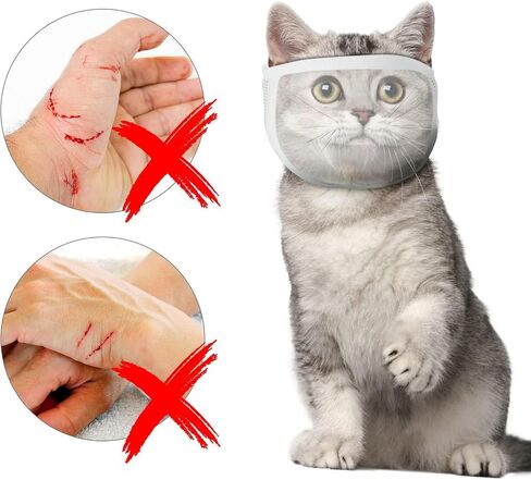 Cat Muzzle for Grooming, Transparent Cat Mouth Muzzle for Nail Trimming, Anti-Biting Breathable Cat Helmet, Adjustable Kitten Mask for Treatment Recovery Pet Puppy Hood Prevent Scratching Biting in Kuwait