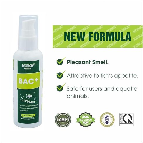 KOIKA BAC+ Aquarium Probiotics, Immunity Boosting, Disease Resistance & Improve The Digestive System (BAC+,105ml) in Kuwait
