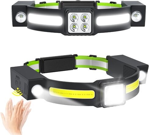 AlpsWolf Ultra-Light Bright LED Headlamp, Rechargeable 1-Pack with White Red Light Headlight, Water Resistant and Motion Sensor Head Lamp, High-Performance for Fishing Camping and Dark Environment in Saudi Arabia