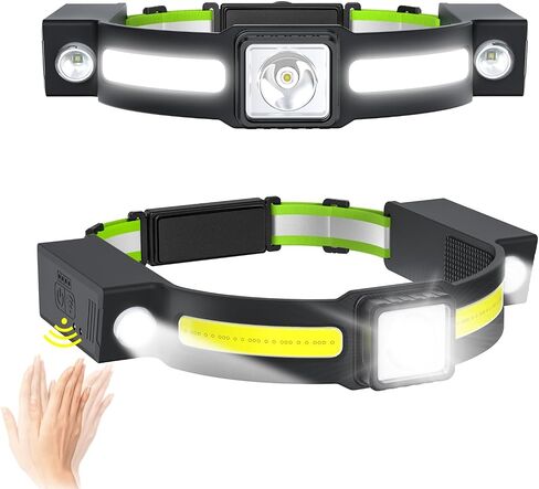 AlpsWolf Ultra-Light Bright LED Headlamp, Rechargeable 1-Pack with White Red Light Headlight, Water Resistant and Motion Sensor Head Lamp, High-Performance for Fishing Camping and Dark Environment in Saudi Arabia
