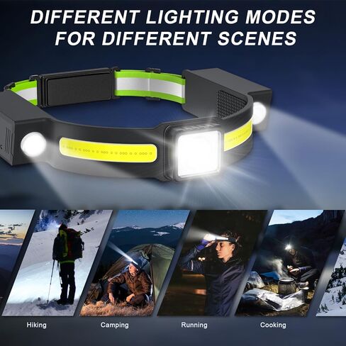 AlpsWolf Ultra-Light Bright LED Headlamp, Rechargeable 1-Pack with White Red Light Headlight, Water Resistant and Motion Sensor Head Lamp, High-Performance for Fishing Camping and Dark Environment in Saudi Arabia