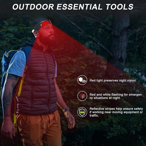 AlpsWolf Ultra-Light Bright LED Headlamp, Rechargeable 1-Pack with White Red Light Headlight, Water Resistant and Motion Sensor Head Lamp, High-Performance for Fishing Camping and Dark Environment in Saudi Arabia