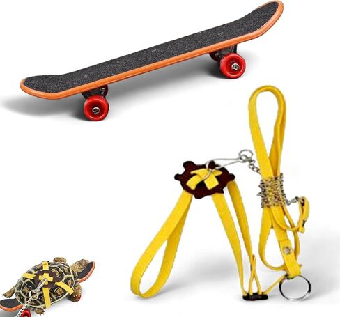 Adjustable Tortoise Leash and Funny Skateboard Set, Training Harness and Mini Skateboard for Turtle Dragon Bearded Lizard Small Pets, Pet Tortoise Toys, Accessories for Tortoises (Large) in Saudi Arabia