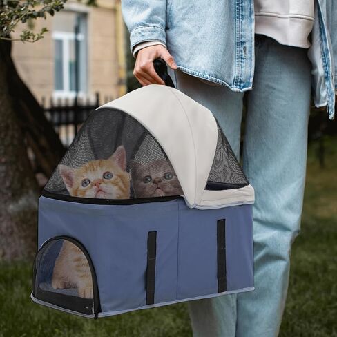 MoNiBloom 3 in 1 Foldable Pet Stroller for Small & Medium Dogs, Detachable Carrier, Car Seat, Push Button Entry, 4-Wheel Jogger for Pets up to 33 lbs, Black in Kuwait