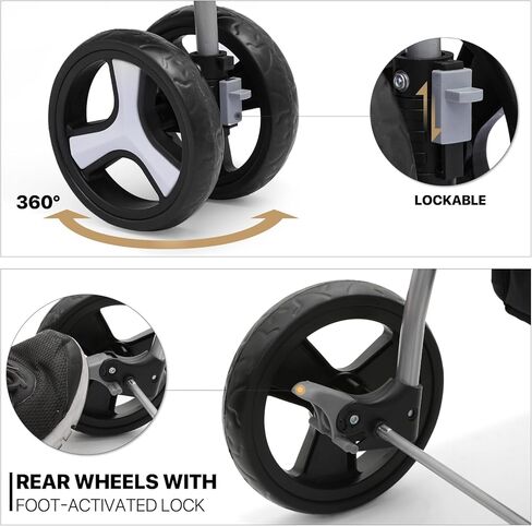 MoNiBloom 3 in 1 Foldable Pet Stroller for Small & Medium Dogs, Detachable Carrier, Car Seat, Push Button Entry, 4-Wheel Jogger for Pets up to 33 lbs, Black in Kuwait