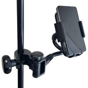 Accessory Basics Music Mic Microphone Stand Smartphone Mount w/Multi Angle 360° Swivel Adjust Holder for iPhone 15 16 Pro Max Plus Galaxy S23 S24 Flip Pixel Phones