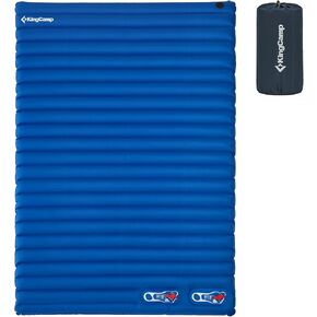 KingCamp Self Inflating Sleeping Pad for Camping Double Sleeping Mat with 2 Travel Pillows Foam Camping Pad as Car Mattress for Hiking Backpacking Tent Car Green