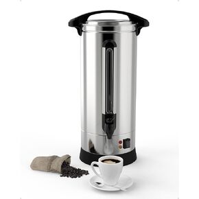 Coffee Urn 110 Cup, Dual Layers Stainless Steel Commercial Coffee Maker 16L/4.2 Gal Large Coffee Dispenser, Fast Brewing Electric Hot Water Dispenser With Keep-Warm Mode For Events Catering