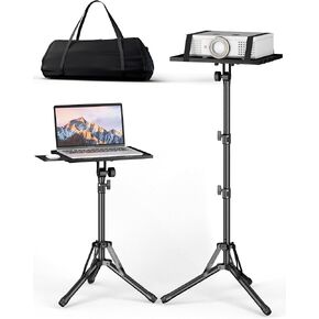 projector stand tripod Adjustable Height 26" to 56", Foldable Laptop Tripod Stand with Mouse Tray, Portable Laptop Floor Stand for Office, Home, Stage, Studio, Podium, DJ Racks Holder Mount