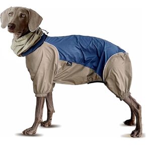 Dog Lightweight Windbreaker, Pet Outdoor Sports Jacket, 0.5 lbs,3 in One, Hooded, Easy on/Off with Collar and Harness, Reflective Piping, Packable, Dog Hiking/Camping, Navy Blue-3XL