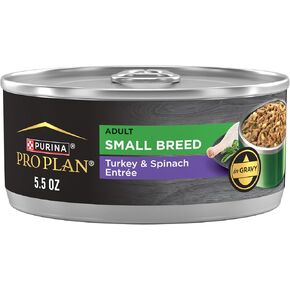 Purina Pro Plan Adult Small Breed Turkey and Spinach Entree in Gravy Wet Dog Food for Small Dogs - (Pack of 24) 5.5 oz. Cans