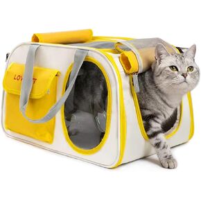 Pet Carrier for Small Cats Dogs, Dog Carrier Travel Bag with Adequate Ventilation, Locking Safety Zippers, Padded Shoulder and Carrying Strap (Yellow)