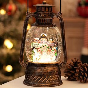 Harvest Scarecrow Fall Snow Globe, Lighted Snow Globe Lantern with Swirling Glitter, Battery Powered Autumn Fall Harvest Thanksgiving Home Decoration