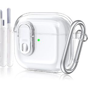 AIRSPO for Airpods 4 Case Cover with Cleaner Kit, Secure Lock Clear Soft TPU Protective Cover Compatible with Apple AirPods 4th Generation Wireless Charging Case with Keychain, Clear