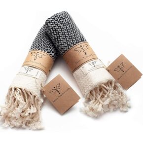 SMYRNA TURKISH COTTON Vintage Series Turkish Hand Towels, 16x40 inch, Decorative Turkish Hand Towels for Bathroom, Kitchen, Face, Hair, Tea, Yoga, Gym, Dishcloth Set of 2, Gray