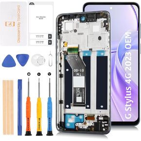 for Motorola Moto G Stylus 4G 2023 6.5" LCD Screen Replacement with Blue Frame LCD Display Touch Digitizer Screen Assembly XT2317-123 with Repair Tools(Not for G Stylus 5G 2023)