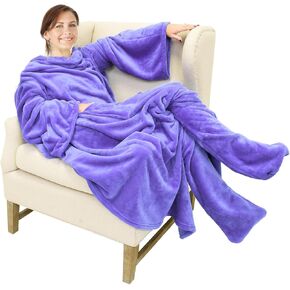 Catalonia Wearable Fleece Blanket with Sleeves and Foot Pockets for Adult Women Men, Micro Plush Comfy Wrap Sleeved Throw Blanket Robe Large, Gift for Her