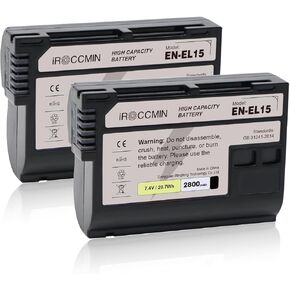 2-Pack EN-EL15 EN-EL15A/EL15B/EL15C Replacement Battery,2800mAh for Nikon Z6 Z7 D750 D850 D7000 D7500 D7100 D7200 D500 D600 D610 D800 D800e D810 D810a Cameras