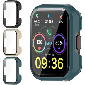 [2 Pack] Case with Tempered Glass Screen Protector Compatible with Spade & Co Health Smartwatch 3, Ultra-Thin Bumper Full Coverage Protective Hard PC Cases Face Cover for Spade & Co Health Smartwatch 3