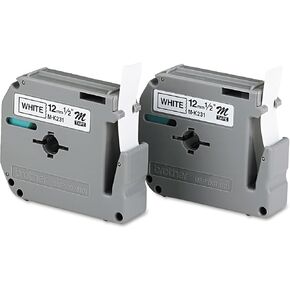 Brother M2312PK M Series Labeling Tapes for P-Touch Labelers, 1/2-Inch w, Black on White, 2/Pack