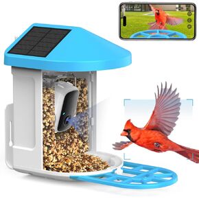 Faroro Smart Bird Feeder with Camera Solar Powered, 1080P HD Bird Watching Camera with AI Identification, Auto Capture Bird Videos and Noyify