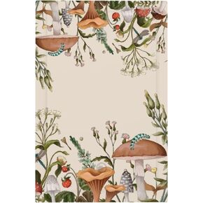 Beige 70s Vintage Boho Mushroom Dragonfly Decorative 2-Gang Decorator Outlet Light Switch Cover Fungus Fern Plant Floral Botanical Double Toggle Dual Device Electrical Switch Face Wall Plate Cover