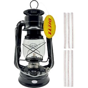 Light of Mine - Dietz #76 Original Black with Gold Trim Oil Lantern with Replacement Wick Strips (Black with Gold Trim)