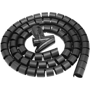 Cable Management Sleeve, Multiple Color and Size Choices, Flexible Spiral Wrap Tube Cable Organizer Wire Wrap Cover Organizer Cord Protector Wire Storage Pipe(Black 1.5m*28mm)