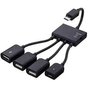 4 in 1 Micro USB HUB Adapter with Power,Etigood Charging OTG Host Cable Cord Adaptor Connector for Samsung Galaxy HTC Android Smart Phone Tablet Supports OTG Function