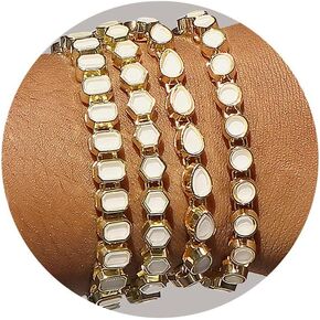 4PCS Birthstone Gold Bracelets Set for Women, Trendy Dainty Circle/Water Drop/Square/Hexagon Stackable Tennis Bracelet for Women Birthday Jewelry