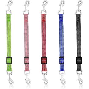 cobee 5 Pcs Safety Dog Collar Clips, Reflective Prong Collar Backup Clips Double Ended Short Dog Clasp Leash Metal Dog Tag Clip Adjustable Dog Collar Harness Connector for Dogs Puppies, 9.8"-12.6"