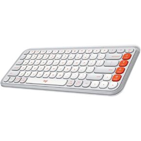 Logitech POP ICON Keys Wireless Bluetooth Keyboard, Comfortable Typing, Programmable Keys, Easy-Switch Between up to 3 Devices, for Laptop, Tablet, PC – Off White and Orange