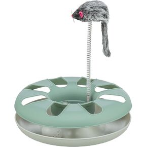 TRIXIE Crazy Circle with Plush Cat Toy on Spring, Interactive Cat Toy, Cat and Mouse Toy, Exercise Toy (Green), All Ages